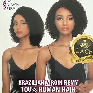 Wet and curly human hair wig natural black